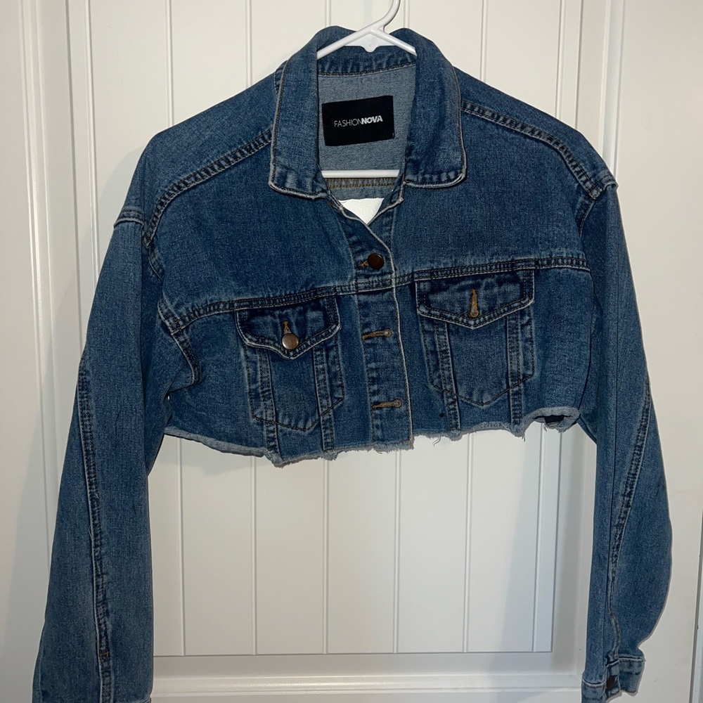 Fashion Nova Blue Cropped Jacket